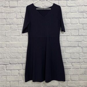 Ann Taylor Navy Blue Short Sleeve Knit A Line Dress Size Medium